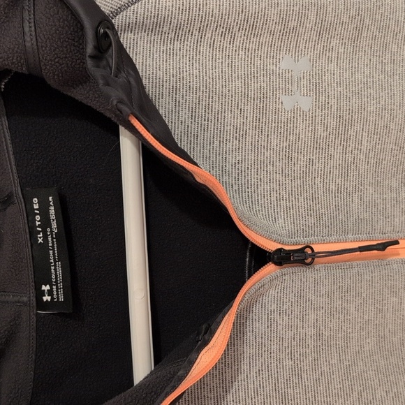 NWOT Under Armour Gray and Black Hooded Jacket with Orange Zipper - Picture 2 of 7